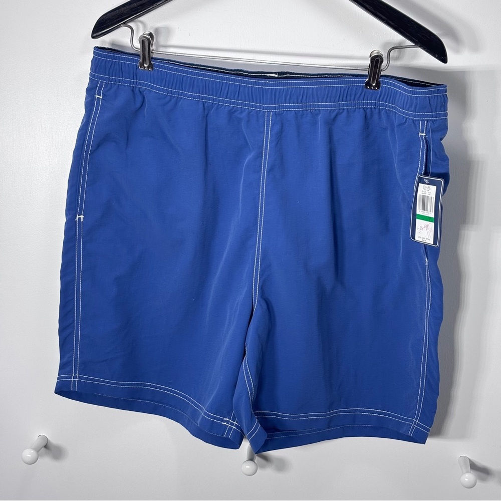 NWT Chaps Swim Trunks Men’s Size Large Drawstring Blue With White Trim